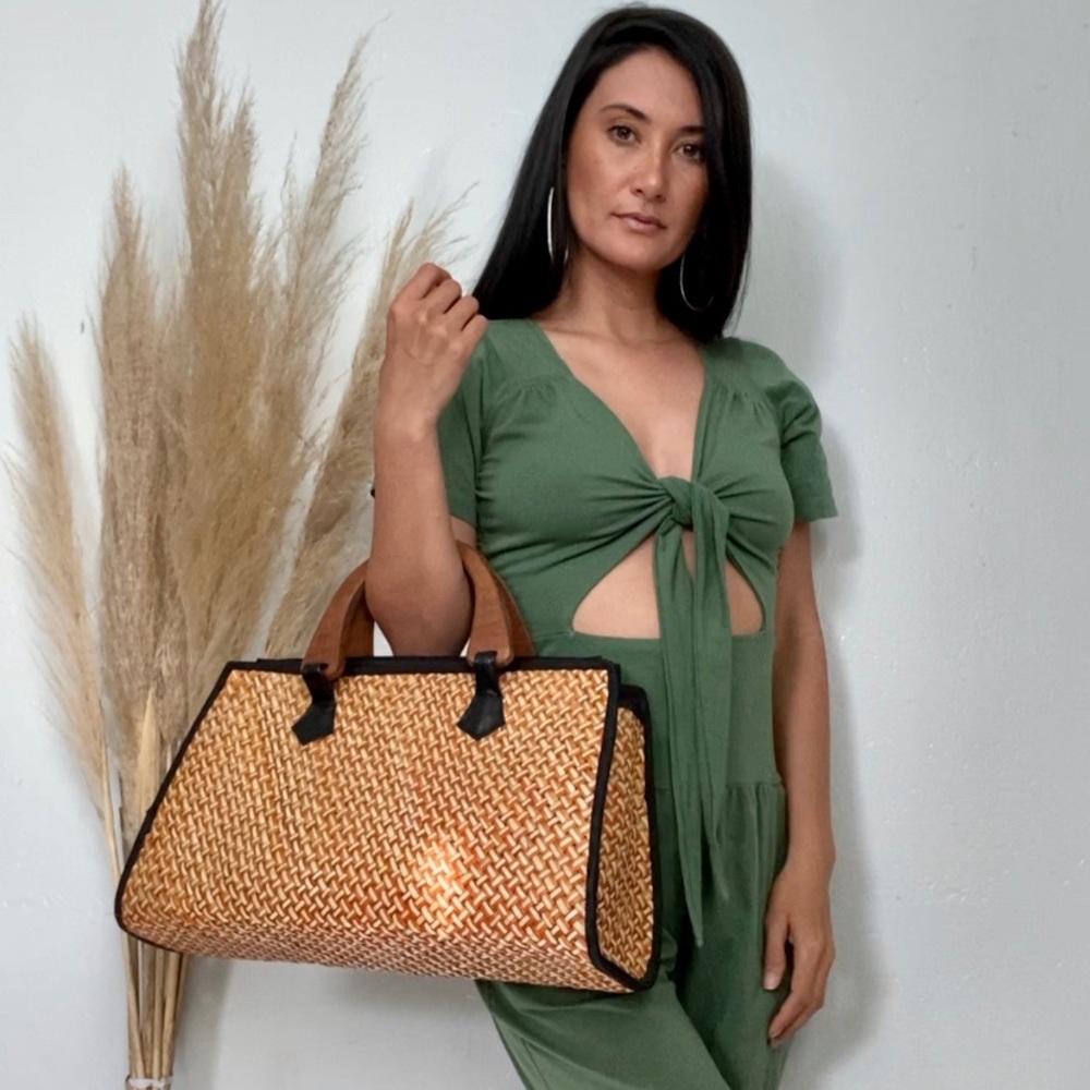 Handmade purse straw woven bag from Philippines
